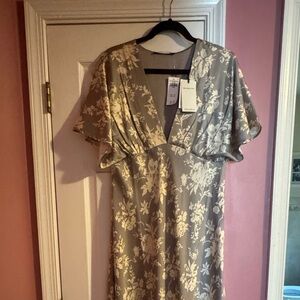 Abercrombie & Fitch Flutter Sleeve Satin Maxi dress